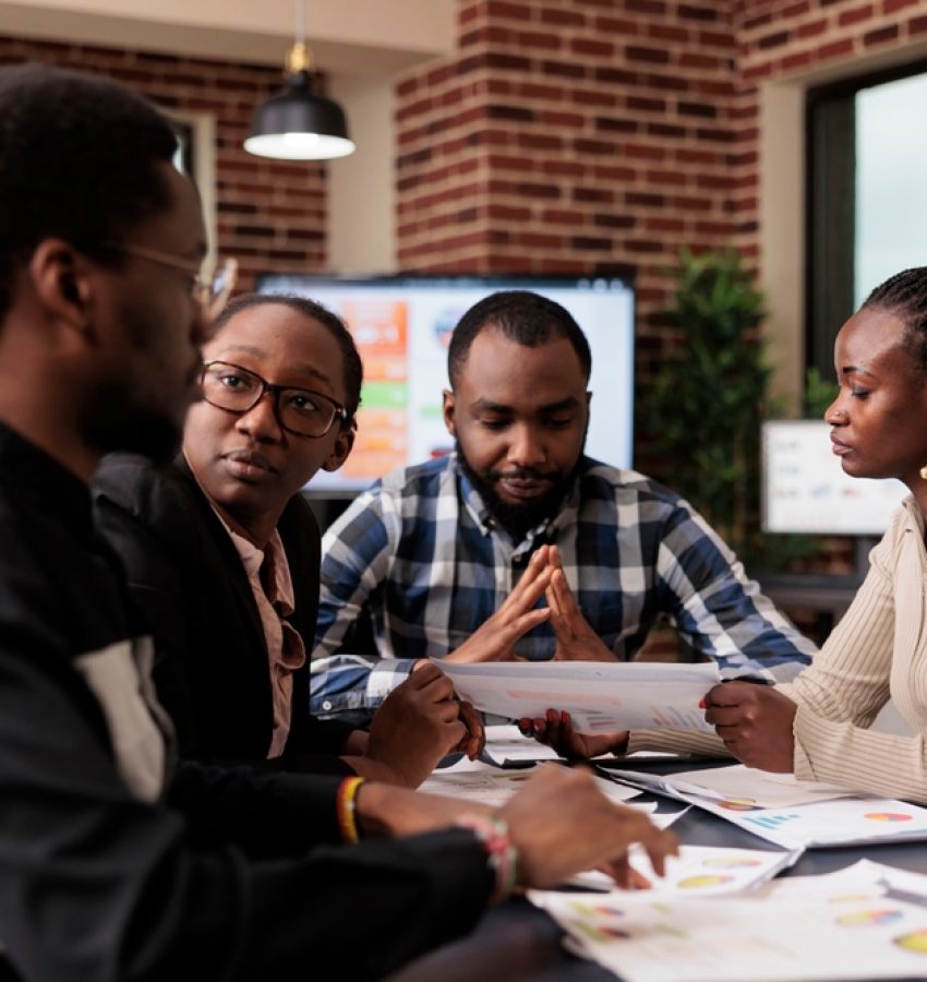 Office,Workers,Brainstorming,Ideas,In,Business,Meeting,,Working,Together,To